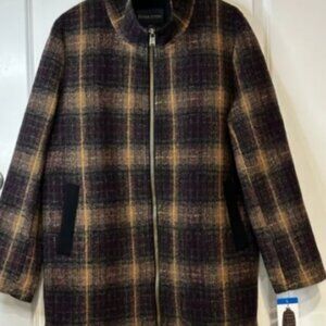 Pendleton Wool Blend Walker Jacket Coat Women Maroon Plaid NWT
